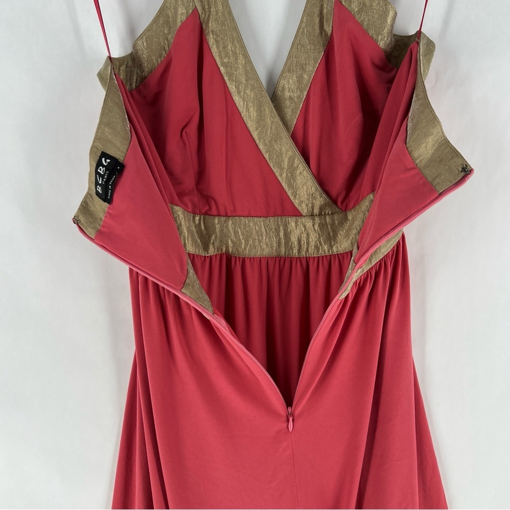 BCBG Paris Y2K Surplice Halter Neck Stretch Jersey Knit‎ Tie Waist Dress Size 6 - Picture 11 of 15